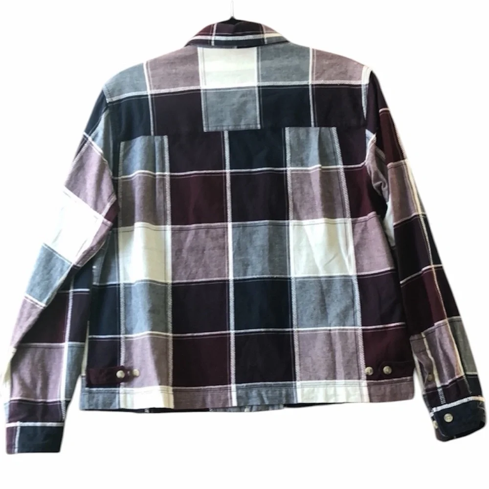 Fiorlini International Plaid Zip-Front Bomber Jacket in Black, White & Plum - Picture 3 of 5